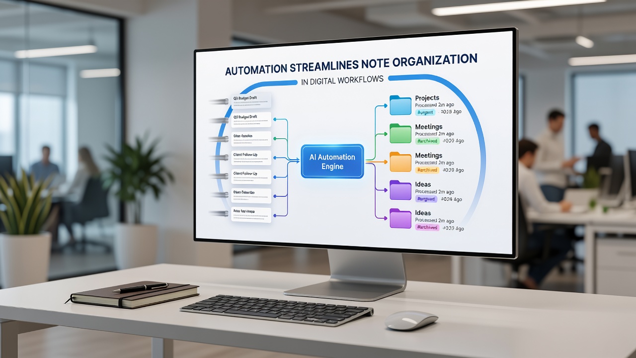 Screenshot showing automated search results and linked notes in a digital workspace
